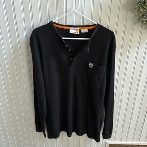 Timberland Men black long sleeve waffle tee L